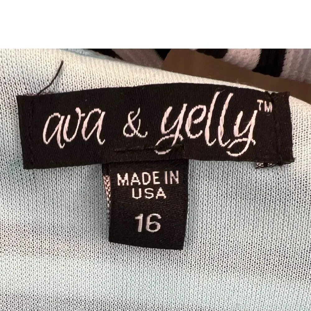 Ava & Yelly Girls Dress Size 16 Black White Stripe Romper Twirl Peplum USA